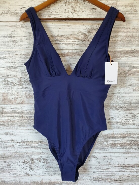 Quince Other - NWT Quince Italian Plunge One Piece Swimsuit Navy Blue